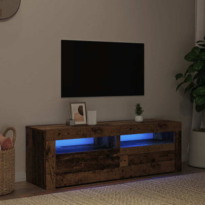Meuble TV vidaXL avec LED aspect bois de récupération 120x35x40 cm bois d'ingénierie