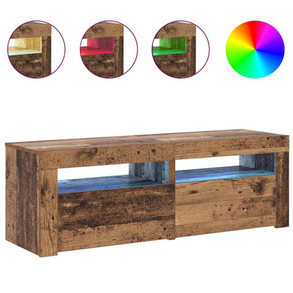 Meuble TV vidaXL avec LED aspect bois de récupération 120x35x40 cm bois d'ingénierie