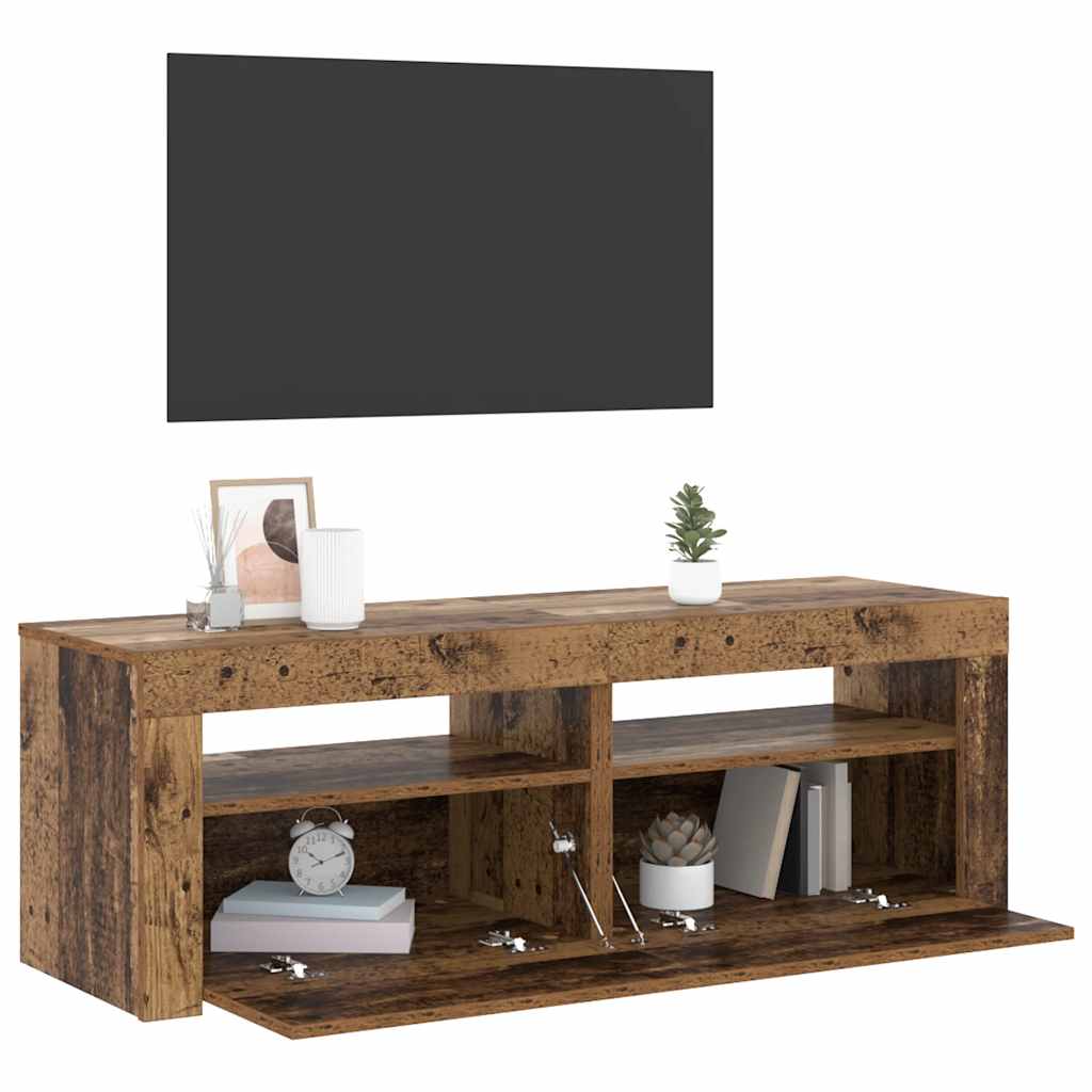 Meuble TV vidaXL avec LED aspect bois de récupération 120x35x40 cm bois d'ingénierie
