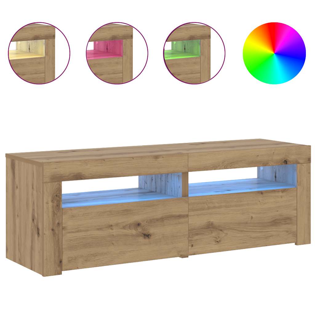 vidaXL TV-Schrank mit LED Artisan-Eiche 120x35x40 cm Holzwerkstoff