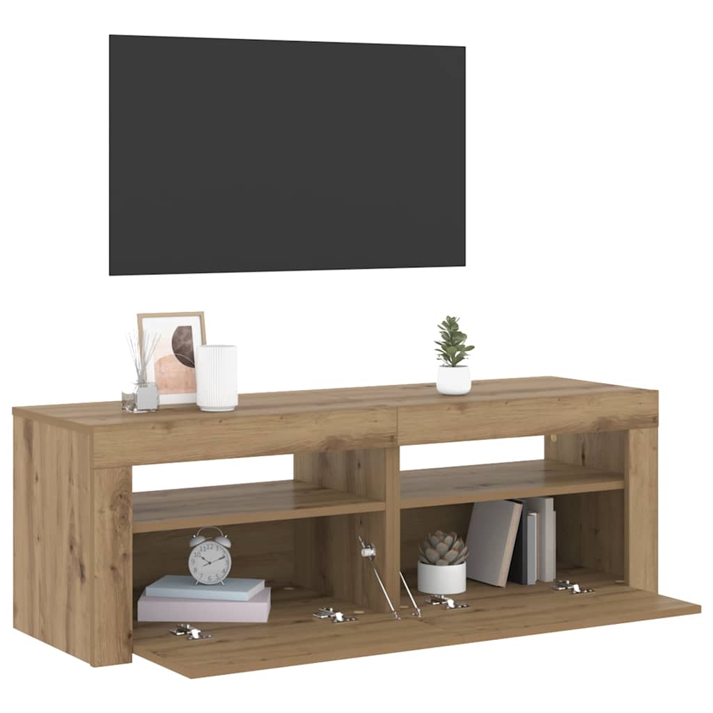TV-Schrank mit LED Artisan-Eiche 120x35x40 cm Holzwerkstoff