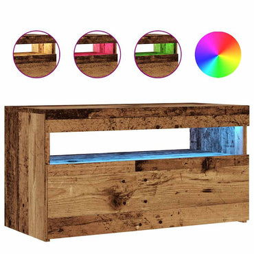 vidaXL Meuble TV avec lumières LED aspect bois de récupération 75x35x40 cm
