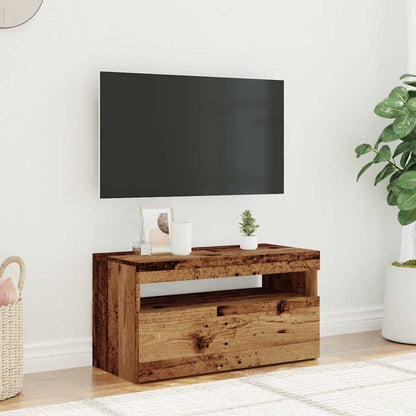 vidaXL Meuble TV avec lumières LED aspect bois de récupération 75x35x40 cm