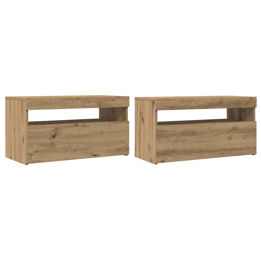 TV-Schrank mit LED-Leuchten Artisan-Eiche 75x35x40 cm