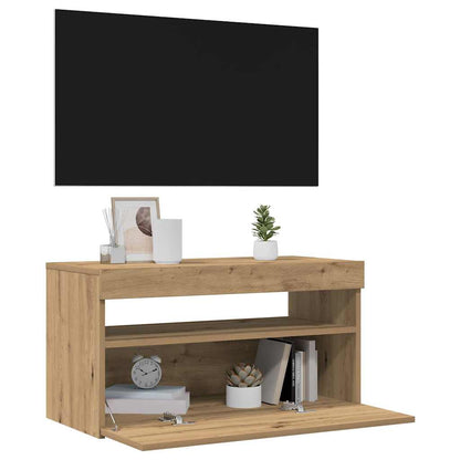 vidaXL Meuble TV avec lumières LED Chêne artisanal 75x35x40 cm