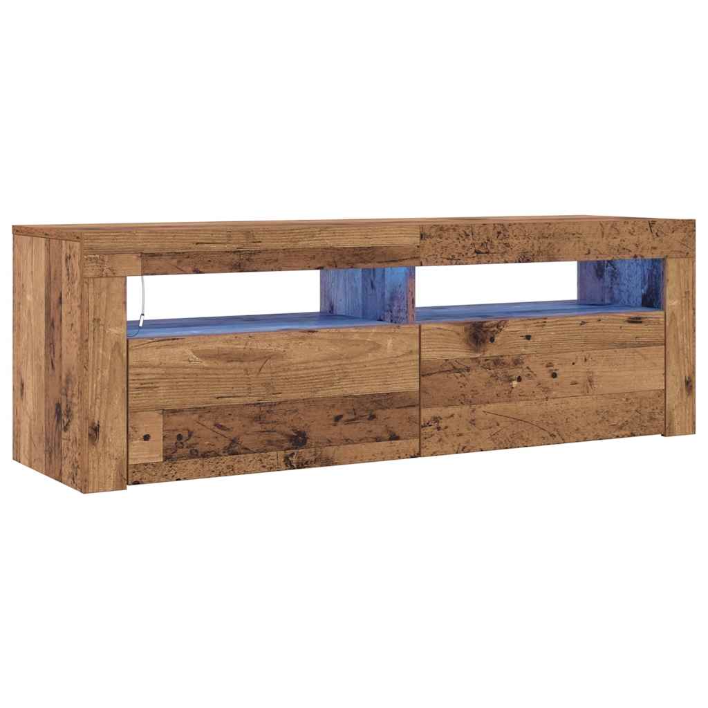 vidaXL Meuble TV avec LED aspect bois de récupération 120x35x40 cm Bois d'ingénierie