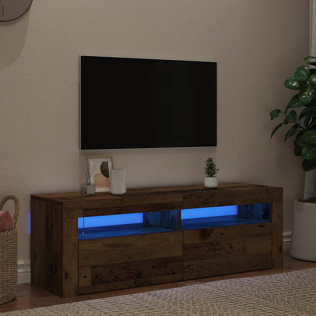 vidaXL Meuble TV avec LED aspect bois de récupération 120x35x40 cm Bois d'ingénierie