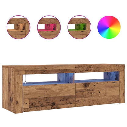 vidaXL Meuble TV avec LED aspect bois de récupération 120x35x40 cm Bois d'ingénierie