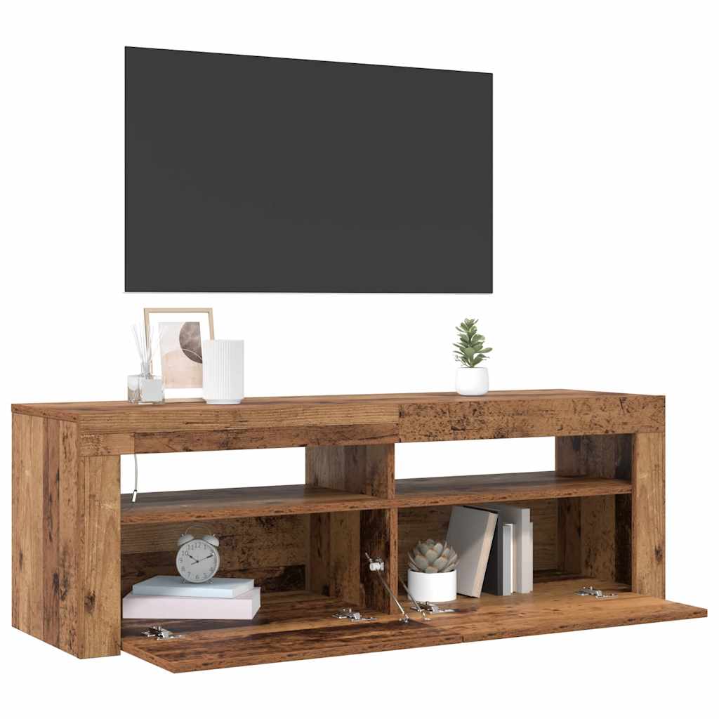 vidaXL Meuble TV avec LED aspect bois de récupération 120x35x40 cm Bois d'ingénierie