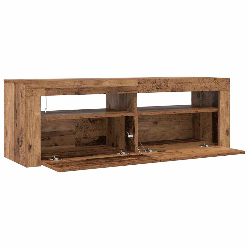 vidaXL Meuble TV avec LED aspect bois de récupération 120x35x40 cm Bois d'ingénierie