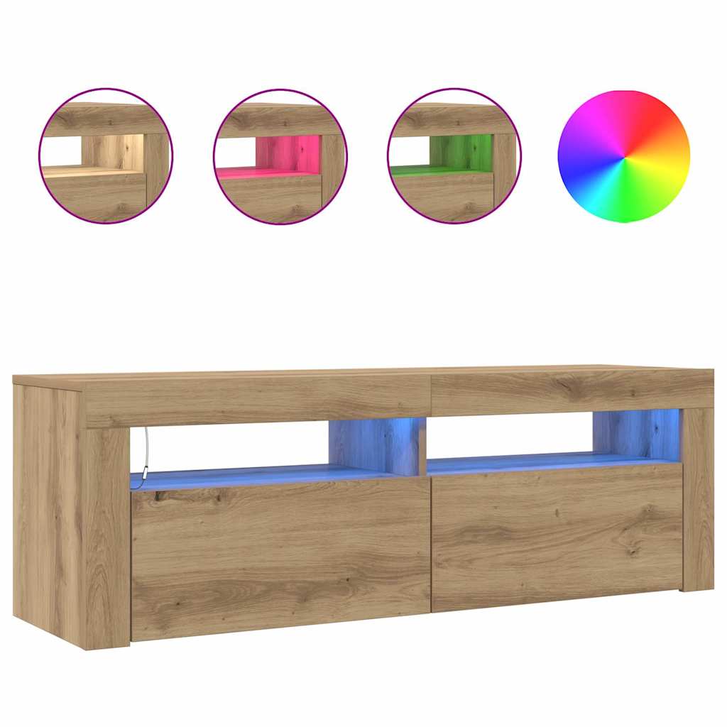 vidaXL TV-Schrank mit LED Artisan-Eiche 120x35x40 cm Holzwerkstoff