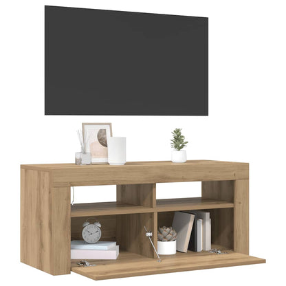 TV-Schrank mit LED-Leuchten Artisan-Eiche 90x35x40 cm