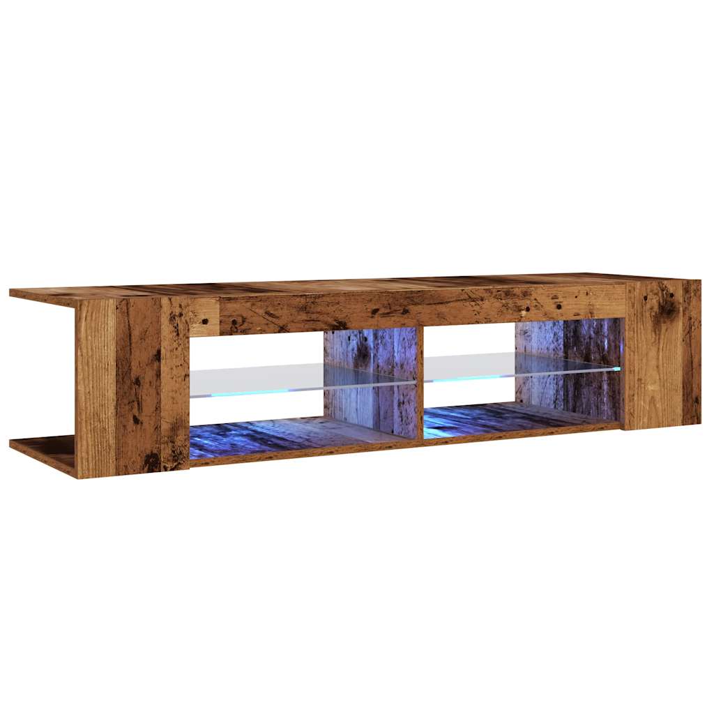 vidaXL Meuble TV avec lumières LED effet bois de récupération 135x39x30 cm