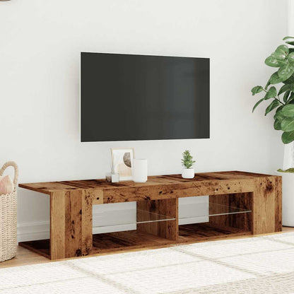 vidaXL Meuble TV avec lumières LED effet bois de récupération 135x39x30 cm