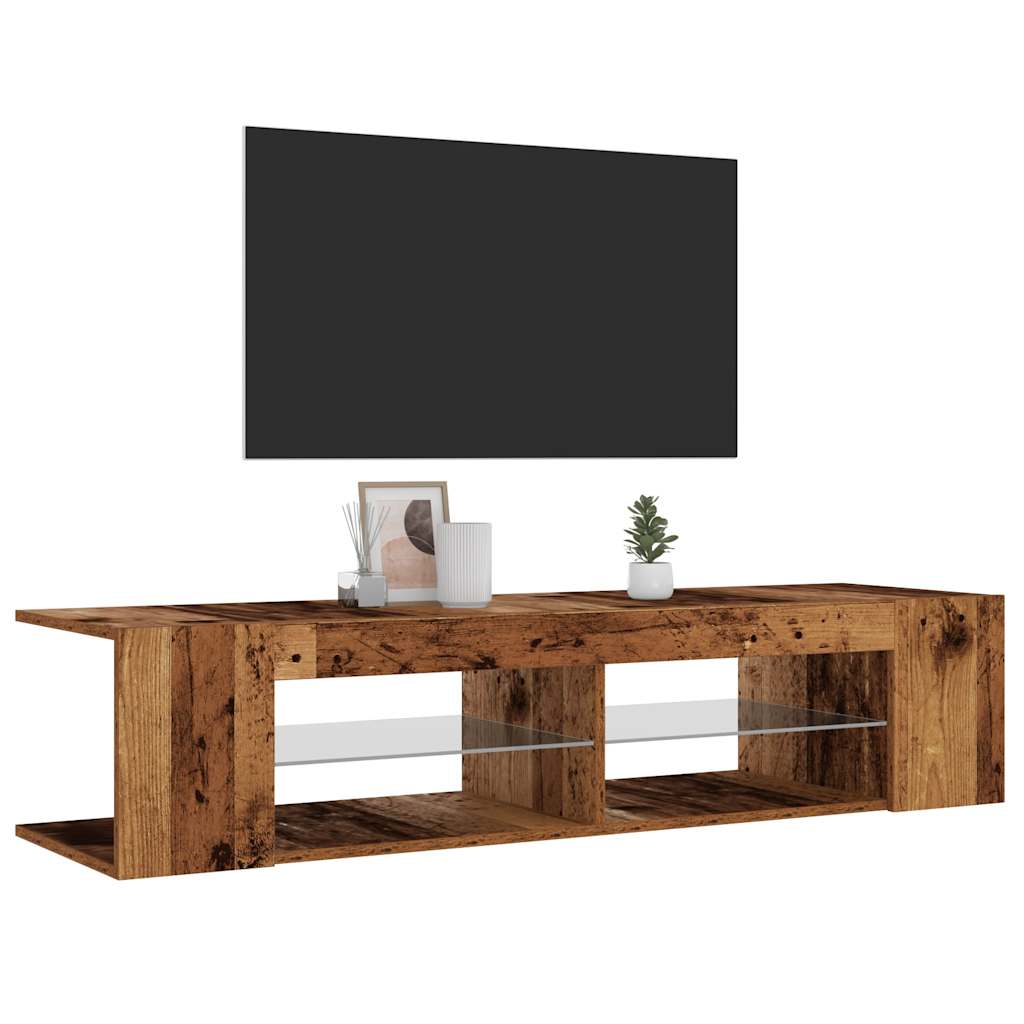 vidaXL Meuble TV avec lumières LED effet bois de récupération 135x39x30 cm