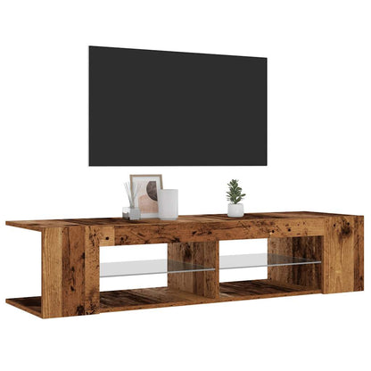 vidaXL Meuble TV avec lumières LED effet bois de récupération 135x39x30 cm