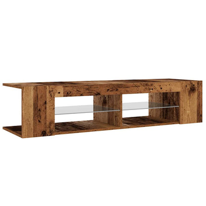 vidaXL Meuble TV avec lumières LED effet bois de récupération 135x39x30 cm