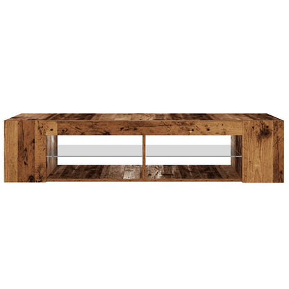 vidaXL Meuble TV avec lumières LED effet bois de récupération 135x39x30 cm