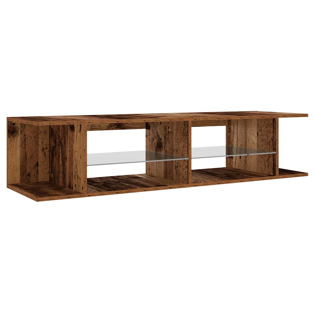 vidaXL Meuble TV avec lumières LED effet bois de récupération 135x39x30 cm