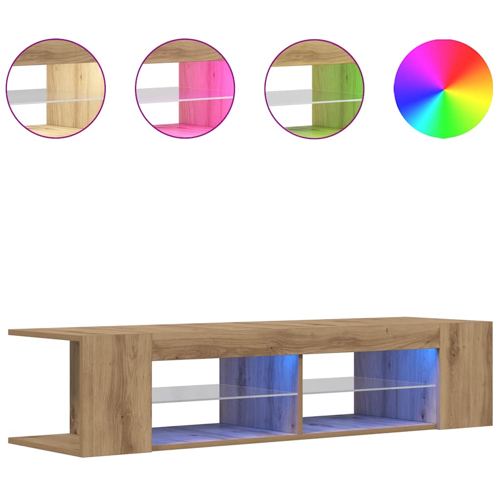 vidaXL TV-Schrank mit LED-Leuchten Artisan-Eiche 135x39x30 cm