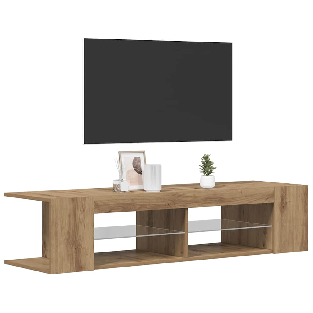 vidaXL TV-Schrank mit LED-Leuchten Artisan-Eiche 135x39x30 cm