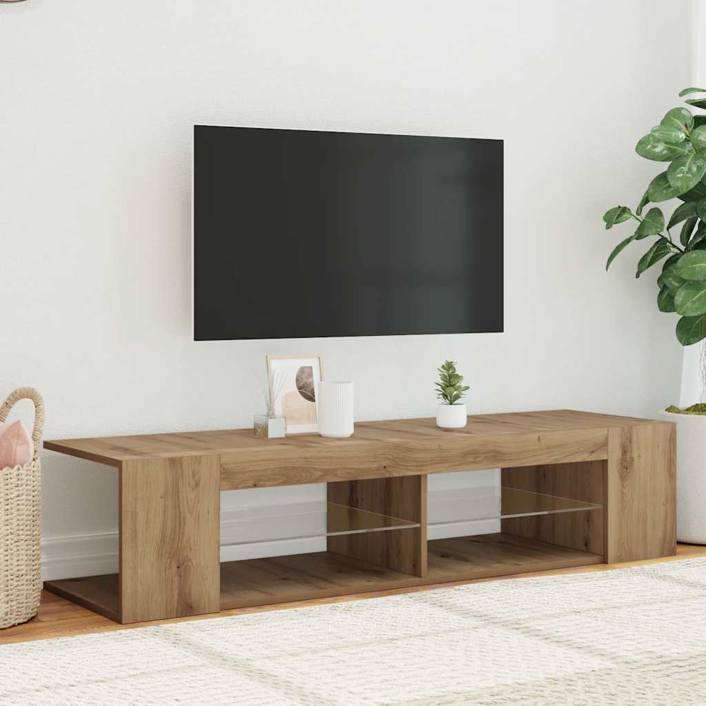 vidaXL TV-Schrank mit LED-Leuchten Artisan-Eiche 135x39x30 cm