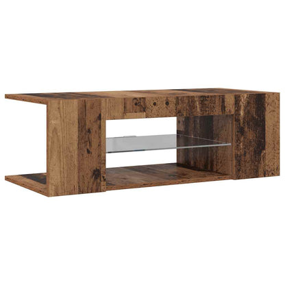 TV-Schrank mit LED-Leuchten Altholz-Optik 90x39x30 cm