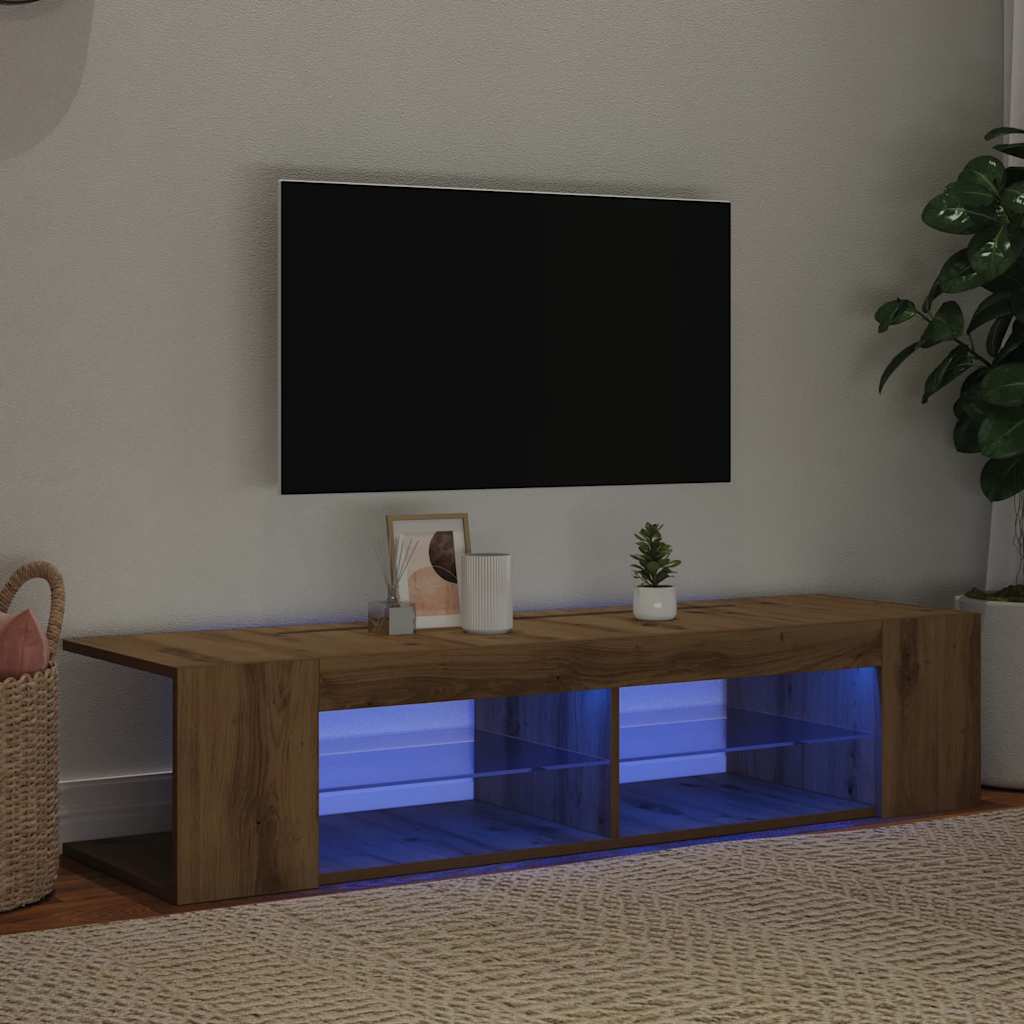 vidaXL TV-Schrank mit LED-Leuchten Artisan-Eiche 90x39x30 cm