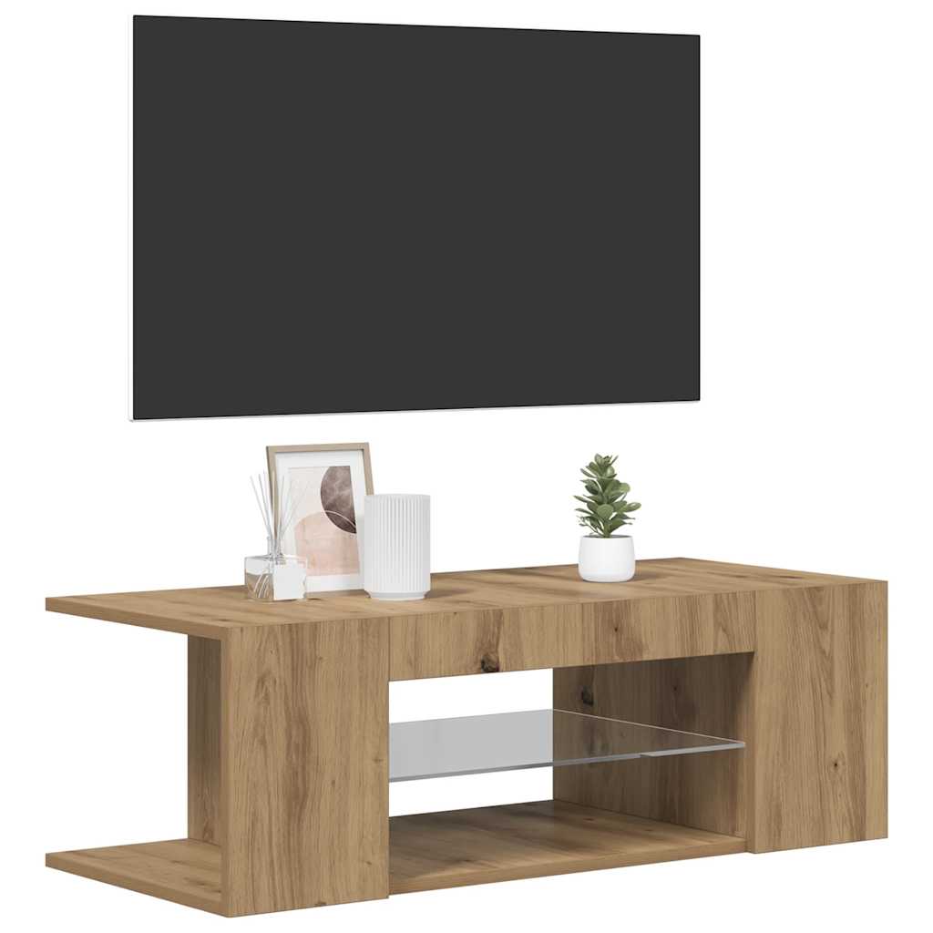 TV-Schrank mit LED-Leuchten Artisan-Eiche 90x39x30 cm
