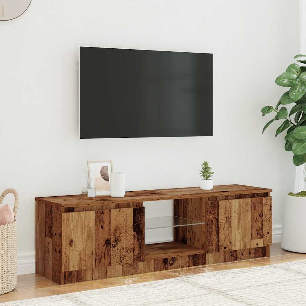 vidaXL TV-Schrank mit LED-Leuchten Altholz-Optik 120x30x36 cm