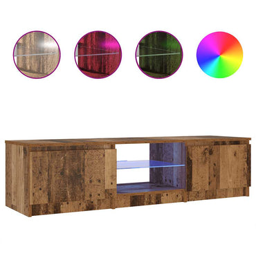 Meuble TV vidaXL avec lumières LED aspect bois de récupération 140x40x36 cm