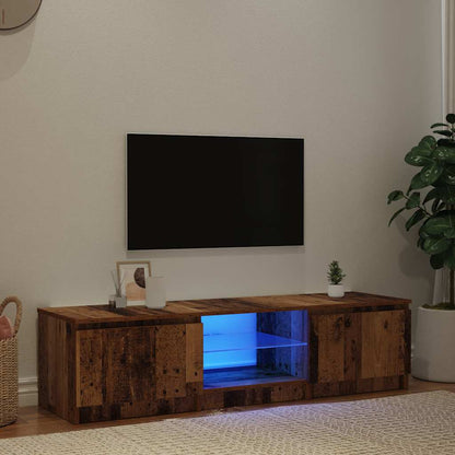 Meuble TV vidaXL avec lumières LED aspect bois de récupération 140x40x36 cm