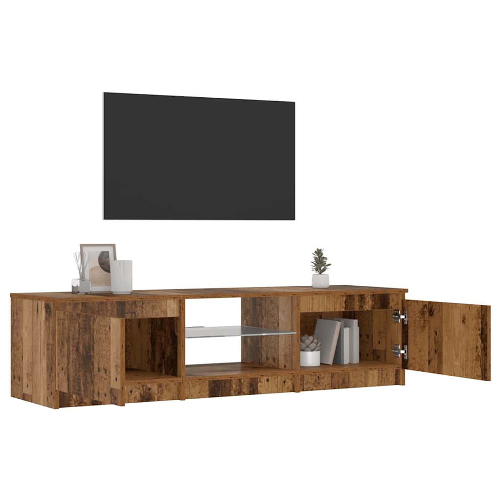 Meuble TV vidaXL avec lumières LED aspect bois de récupération 140x40x36 cm