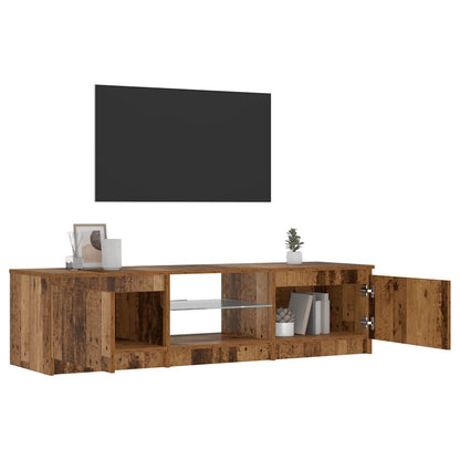 Meuble TV vidaXL avec lumières LED aspect bois de récupération 140x40x36 cm