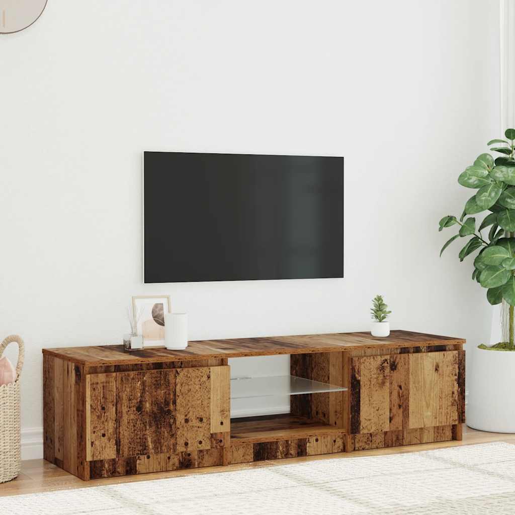 Meuble TV vidaXL avec lumières LED aspect bois de récupération 140x40x36 cm