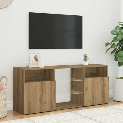 Meuble TV vidaXL avec lumières LED chêne artisan 120x30x50 cm