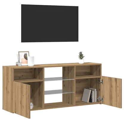 Meuble TV vidaXL avec lumières LED chêne artisan 120x30x50 cm