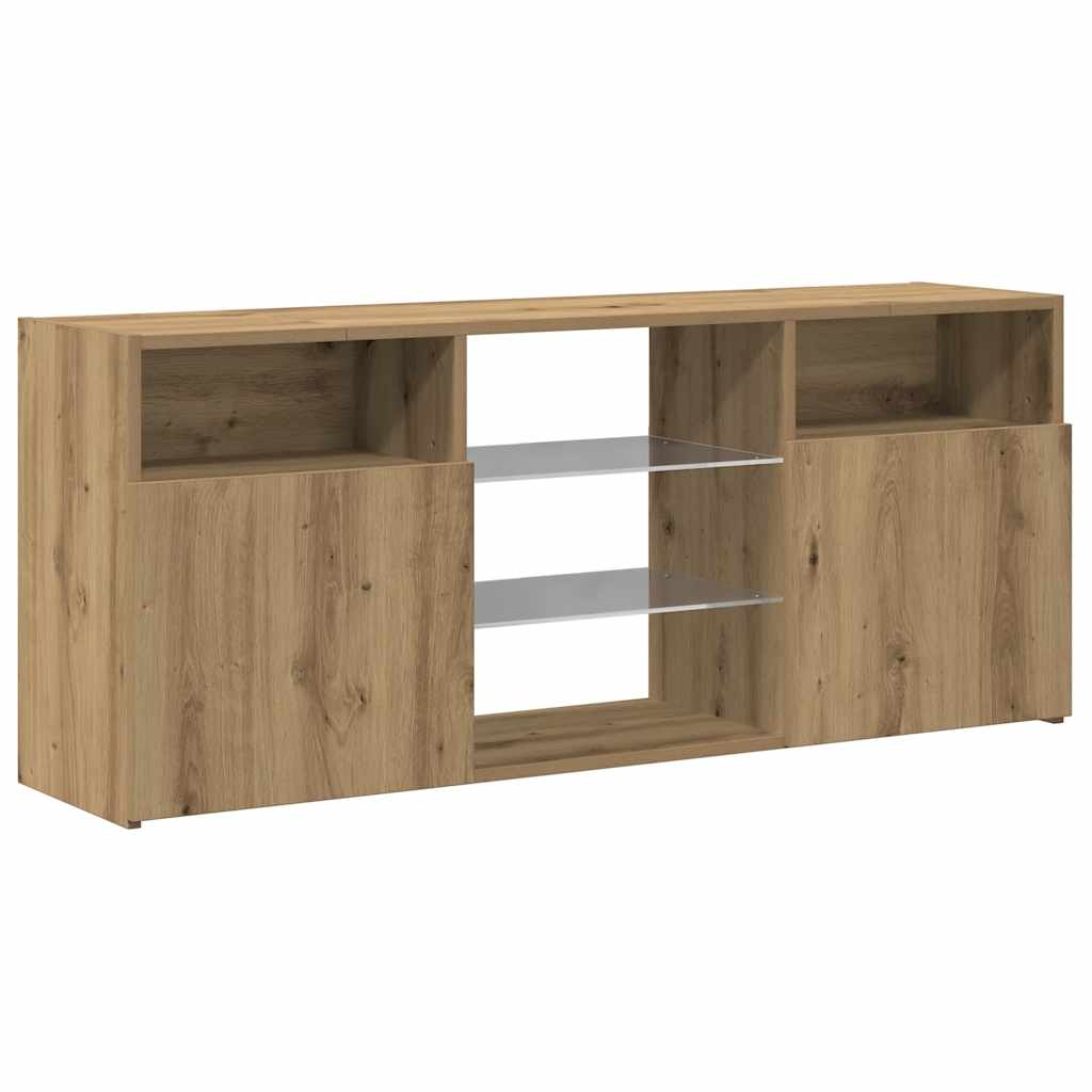 Meuble TV vidaXL avec lumières LED chêne artisan 120x30x50 cm