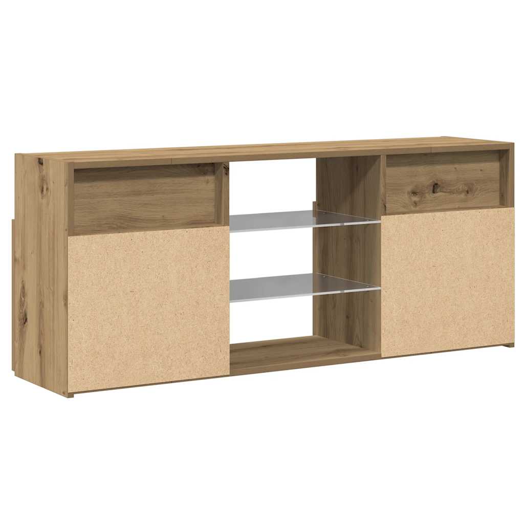 Meuble TV vidaXL avec lumières LED chêne artisan 120x30x50 cm