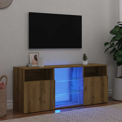 Meuble TV vidaXL avec lumières LED chêne artisan 120x30x50 cm