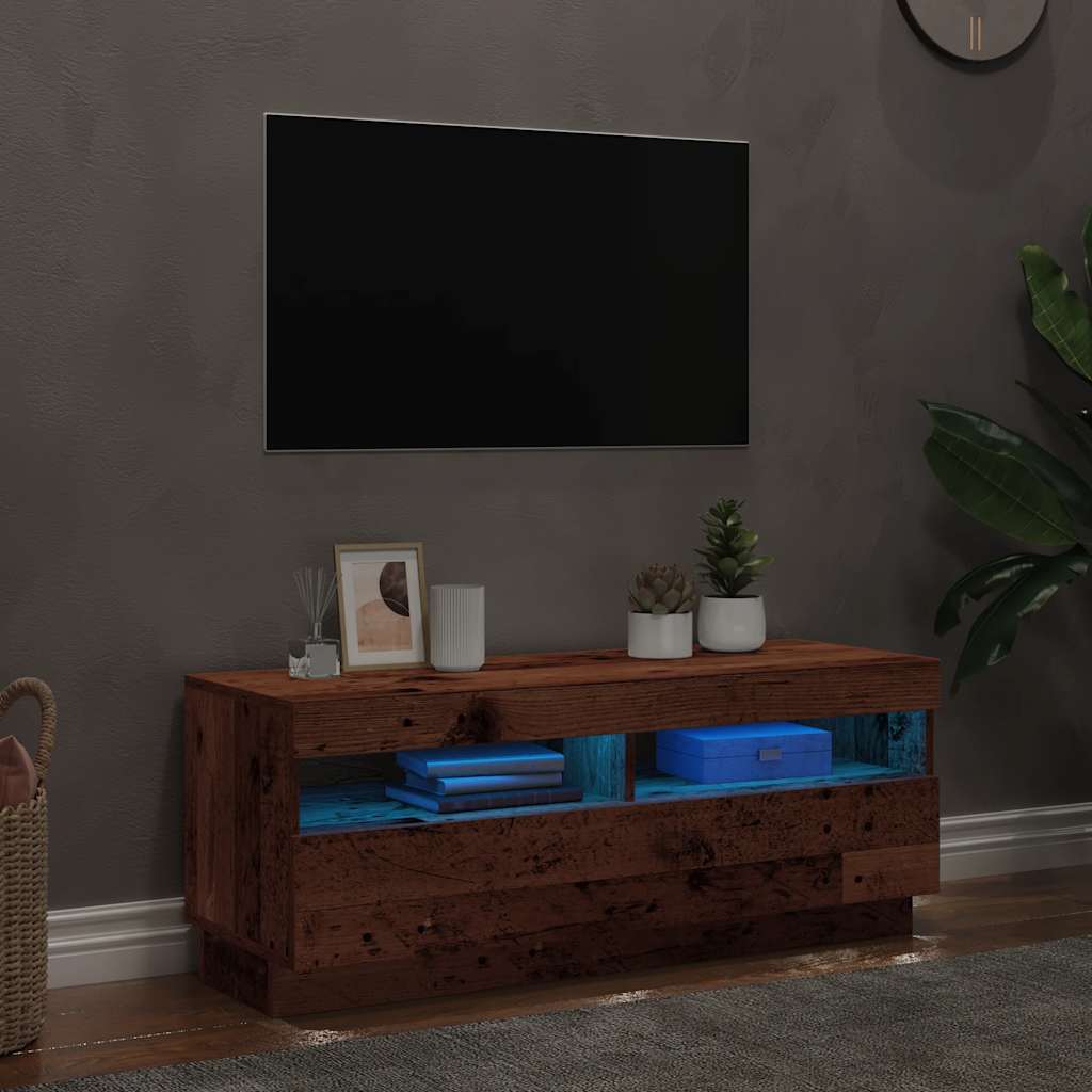vidaXL TV-Schrank mit LED-Leuchten Altholz-Optik 100x35x40 cm