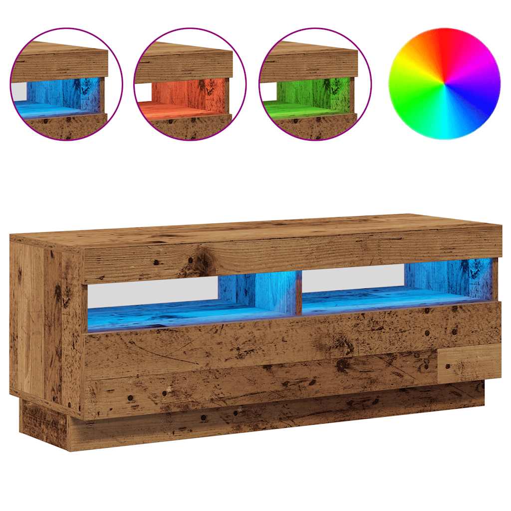 vidaXL TV-Schrank mit LED-Leuchten Altholz-Optik 100x35x40 cm