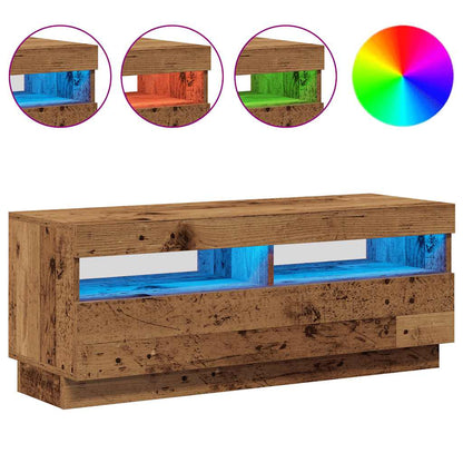 vidaXL TV-Schrank mit LED-Leuchten Altholz-Optik 100x35x40 cm