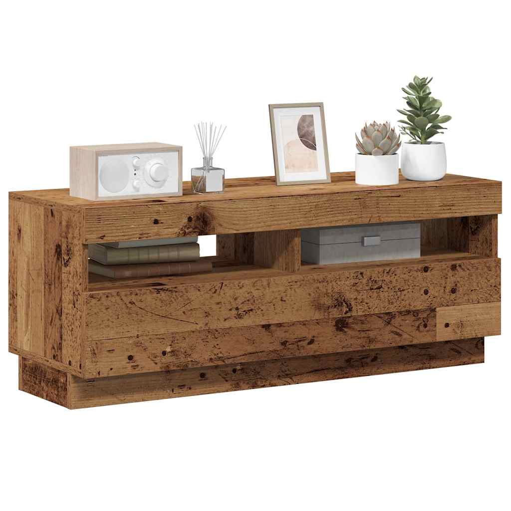 vidaXL TV-Schrank mit LED-Leuchten Altholz-Optik 100x35x40 cm