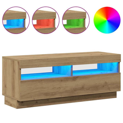 vidaXL Meuble TV avec lumières LED Chêne artisan 100x35x40 cm