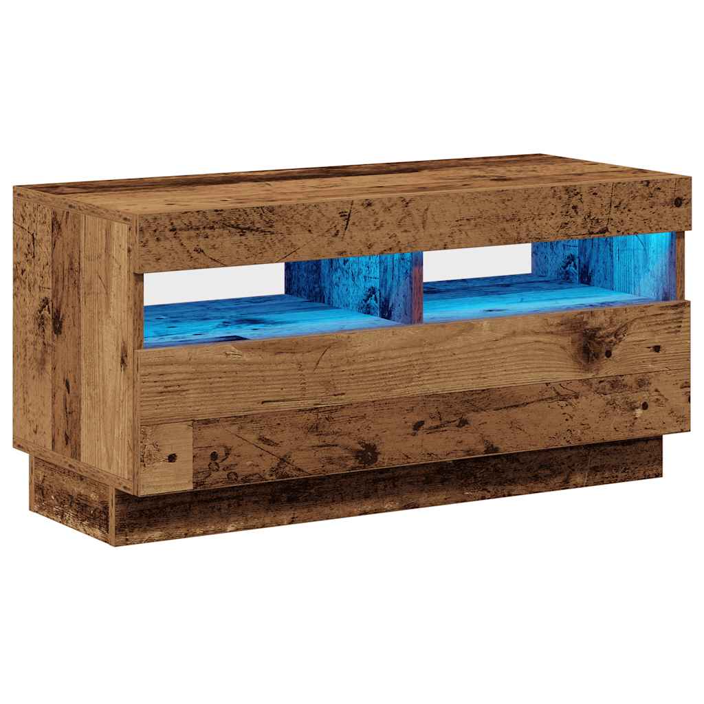 TV-Schrank mit LED-Leuchten Altholz-Optik 80x35x40 cm