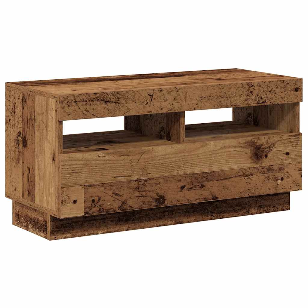 TV-Schrank mit LED-Leuchten Altholz-Optik 80x35x40 cm