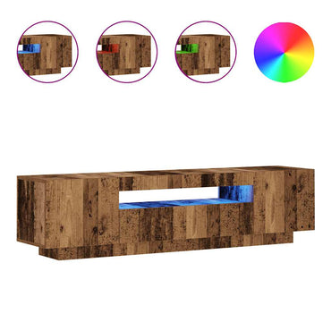 Meuble TV vidaXL avec lumières LED effet bois de récupération 160x35x40 cm