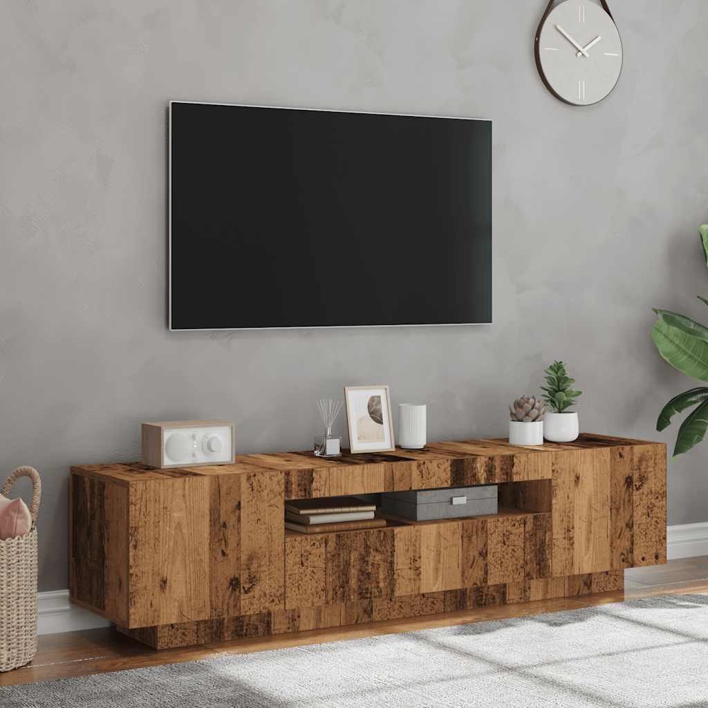 Meuble TV vidaXL avec lumières LED effet bois de récupération 160x35x40 cm