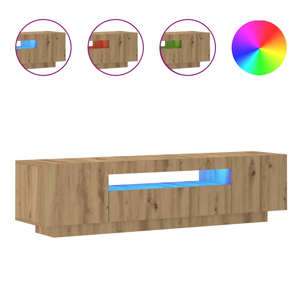 Meuble TV vidaXL avec lumières LED chêne artisan 160x35x40 cm